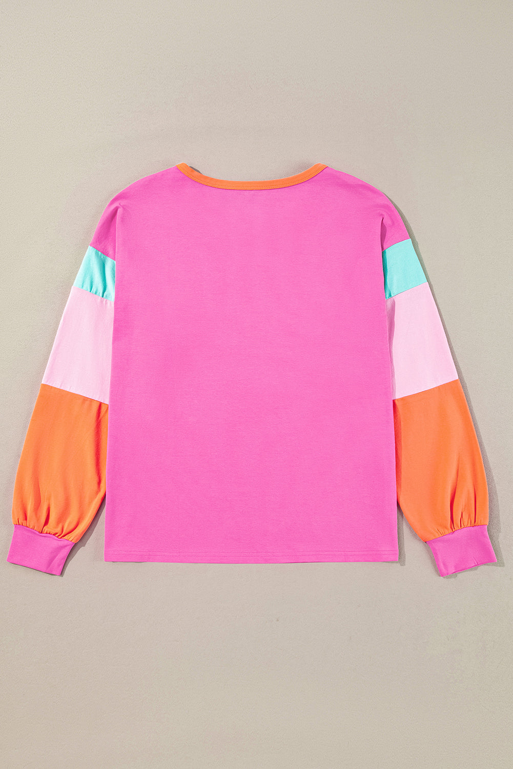 Green Color Block Sleeve Loose Fit Top