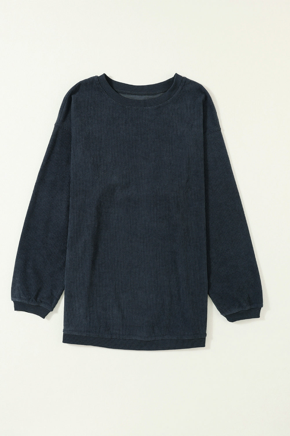 Dark Grey Drop Sleeve Crinkle Rib Oversized Sweatshirt