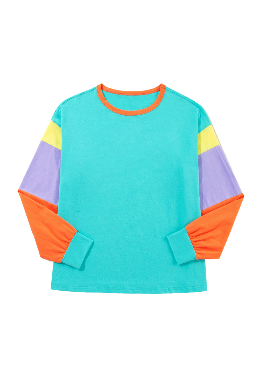 Green Color Block Sleeve Loose Fit Top