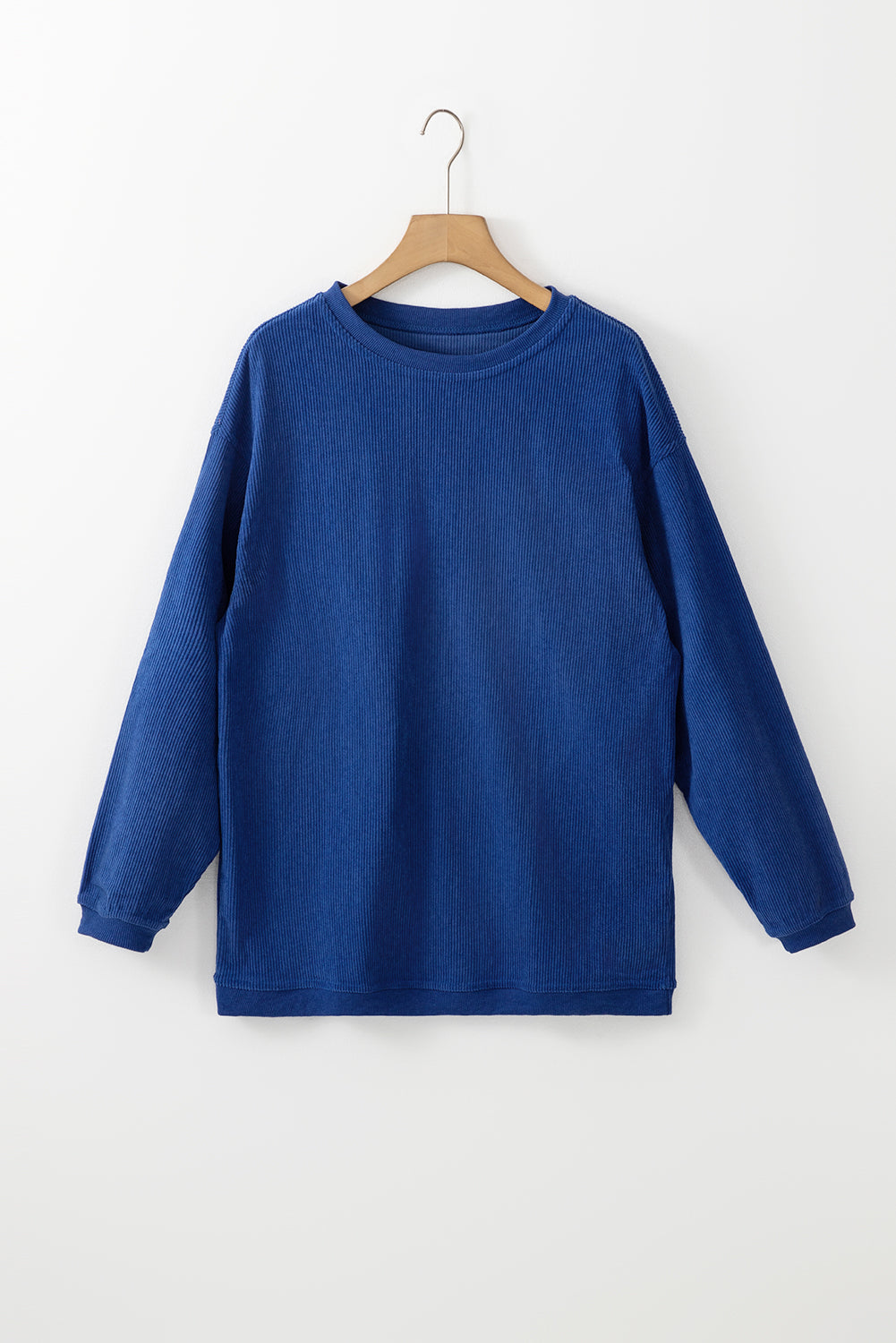 Dark Grey Drop Sleeve Crinkle Rib Oversized Sweatshirt