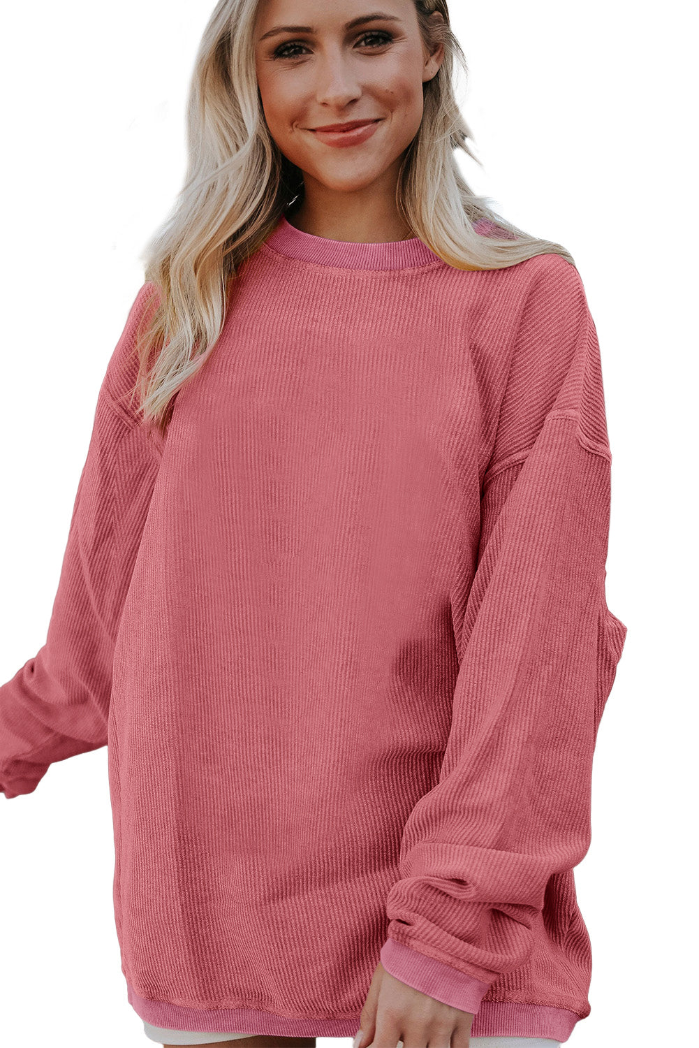 Dark Grey Drop Sleeve Crinkle Rib Oversized Sweatshirt