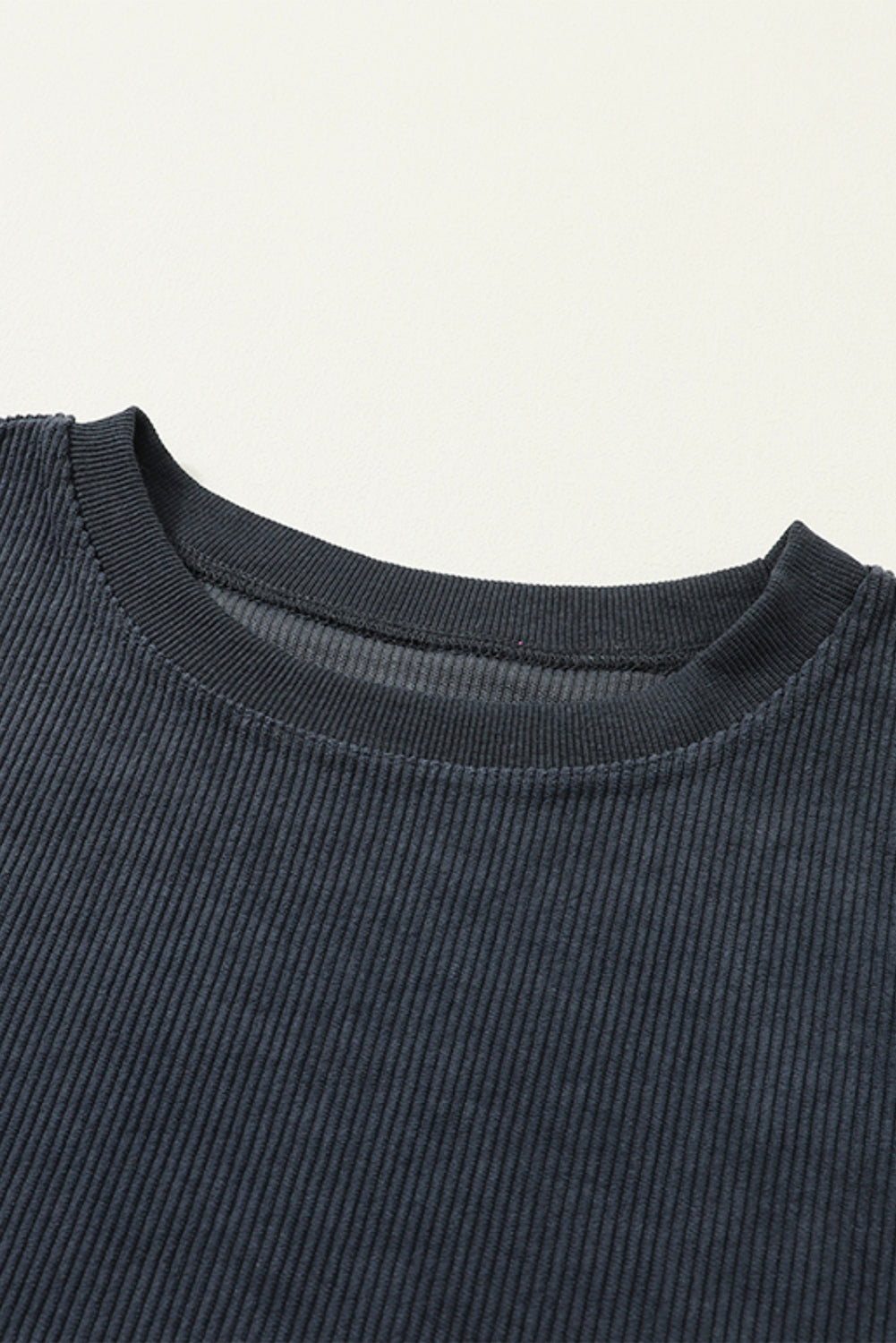 Dark Grey Drop Sleeve Crinkle Rib Oversized Sweatshirt