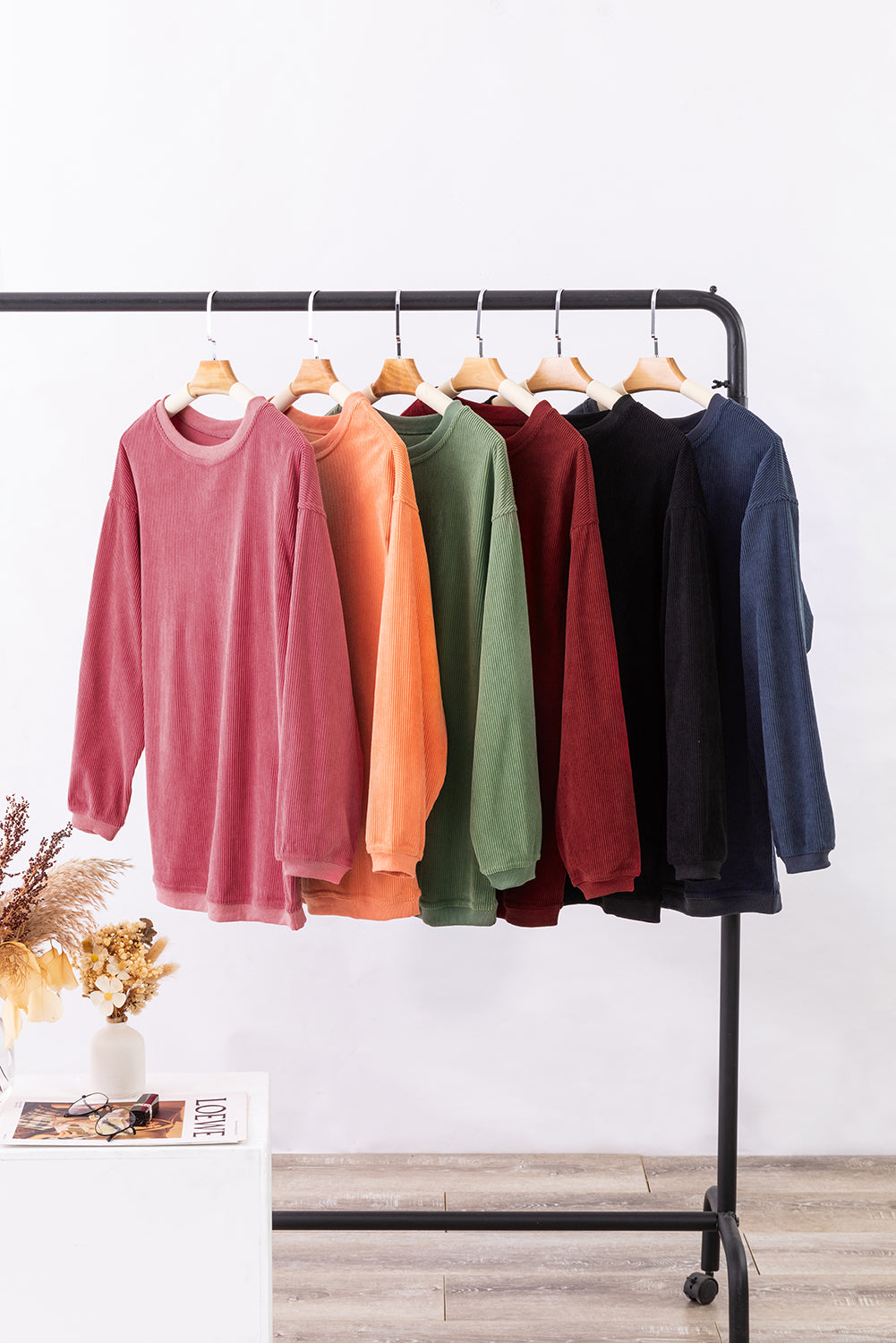Dark Grey Drop Sleeve Crinkle Rib Oversized Sweatshirt