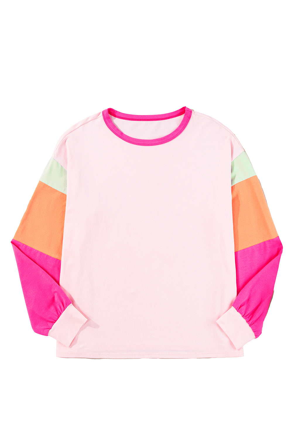Green Color Block Sleeve Loose Fit Top