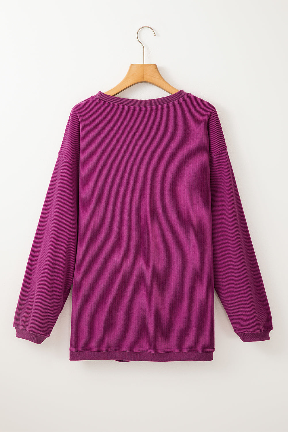 Dark Grey Drop Sleeve Crinkle Rib Oversized Sweatshirt