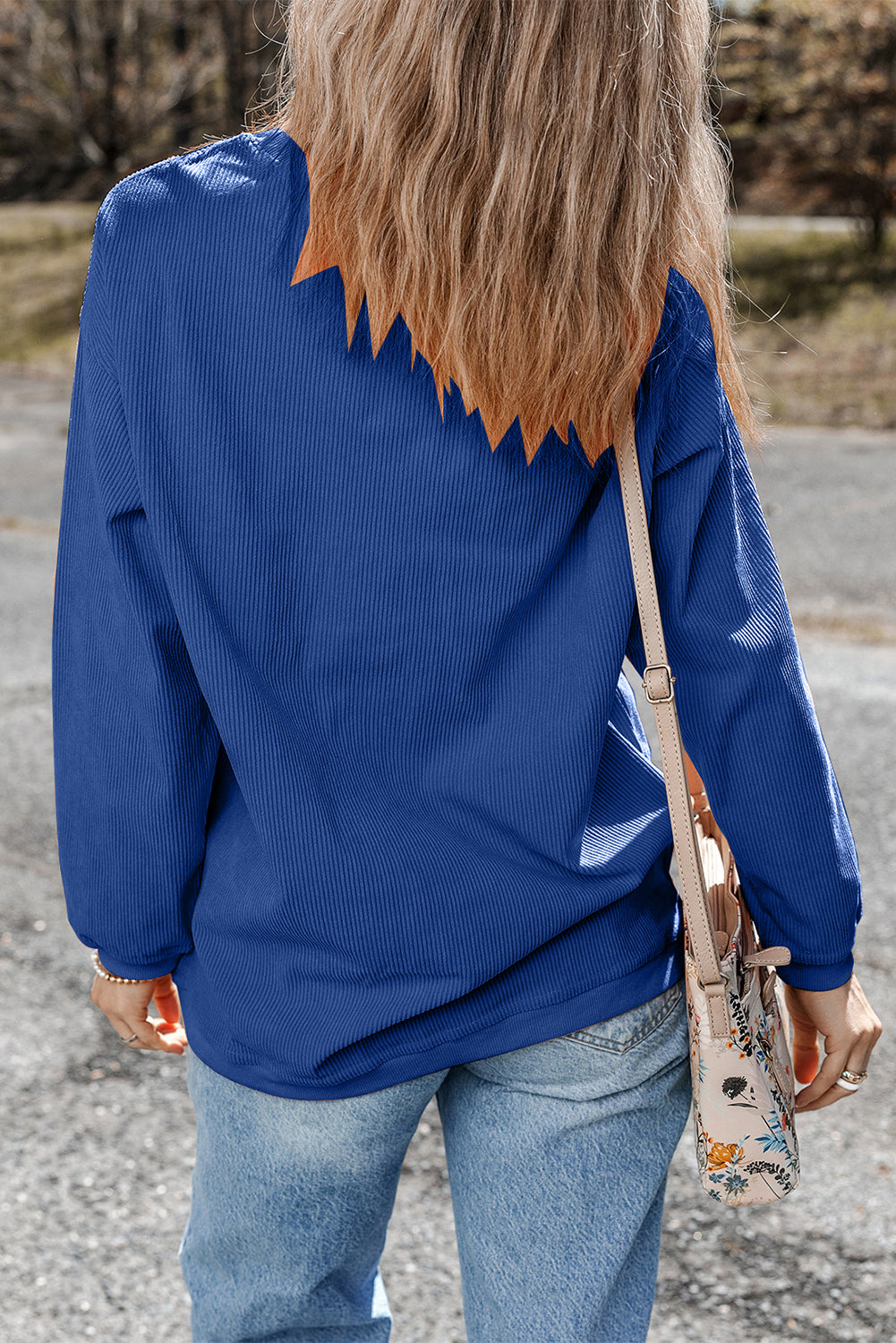 Dark Grey Drop Sleeve Crinkle Rib Oversized Sweatshirt