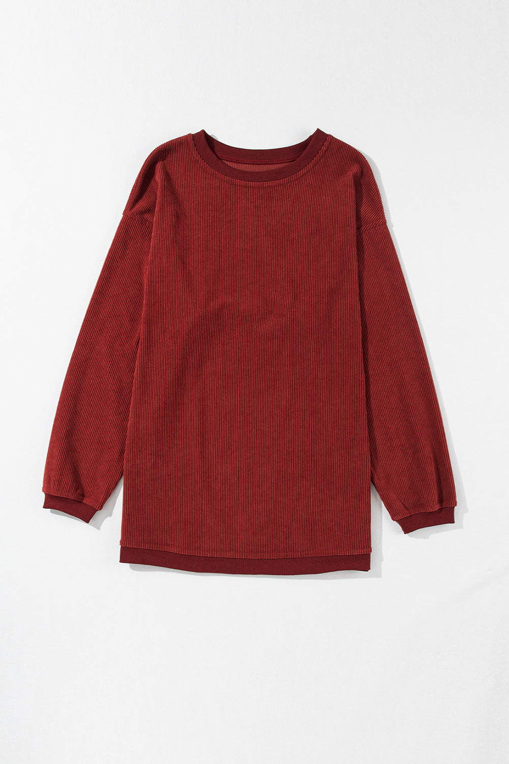 Dark Grey Drop Sleeve Crinkle Rib Oversized Sweatshirt