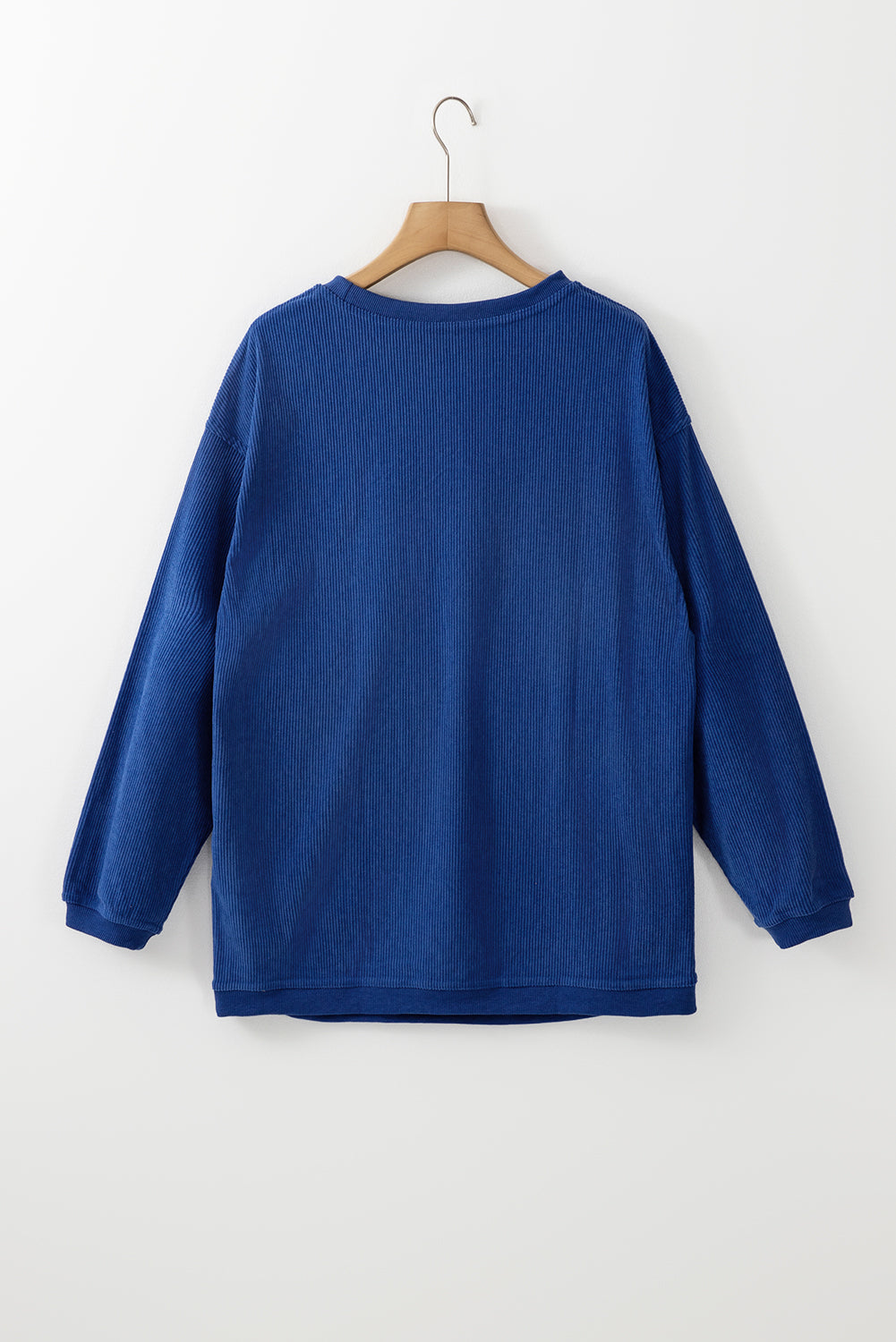 Dark Grey Drop Sleeve Crinkle Rib Oversized Sweatshirt