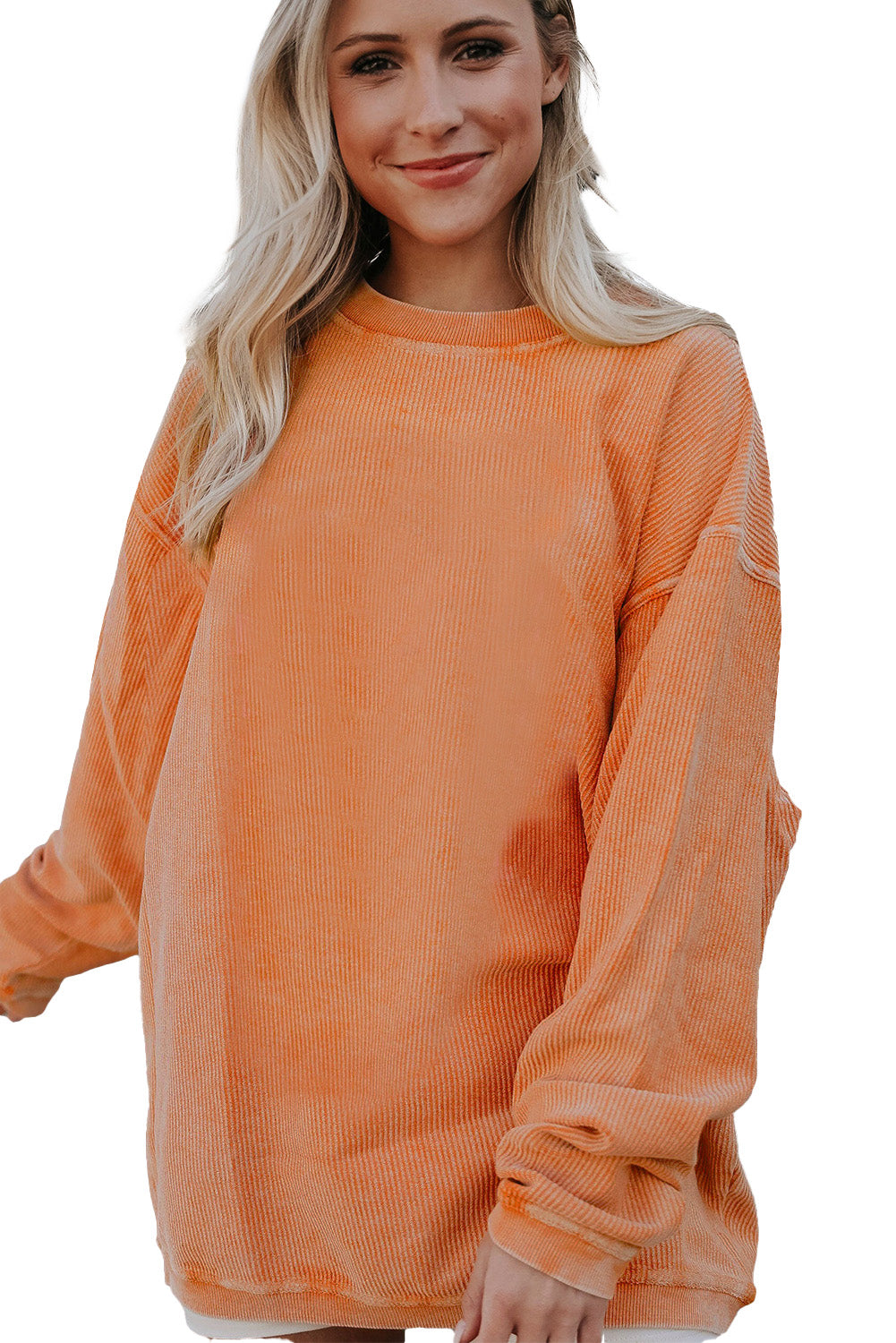 Dark Grey Drop Sleeve Crinkle Rib Oversized Sweatshirt