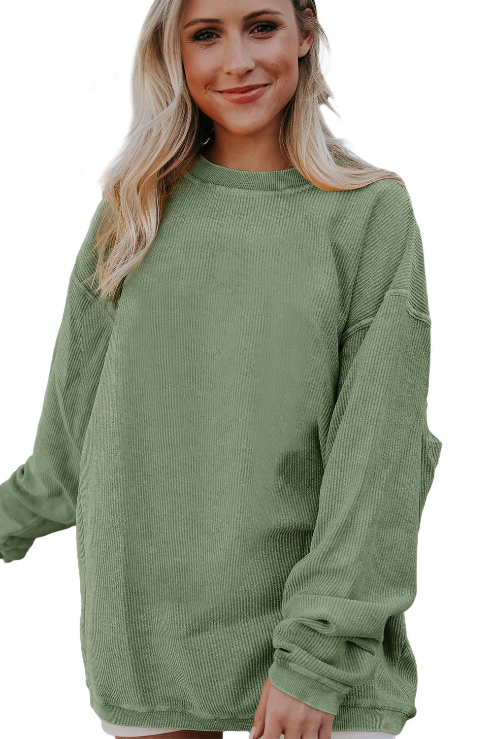 Dark Grey Drop Sleeve Crinkle Rib Oversized Sweatshirt