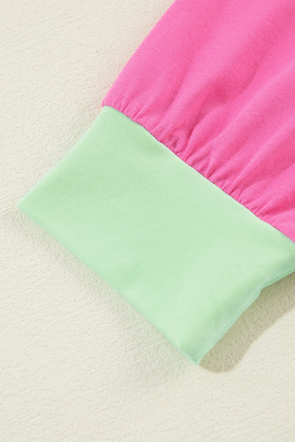 Green Color Block Sleeve Loose Fit Top