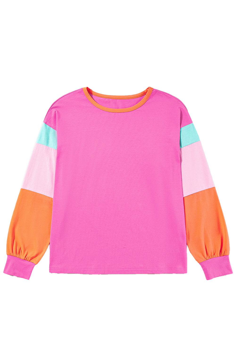 Green Color Block Sleeve Loose Fit Top