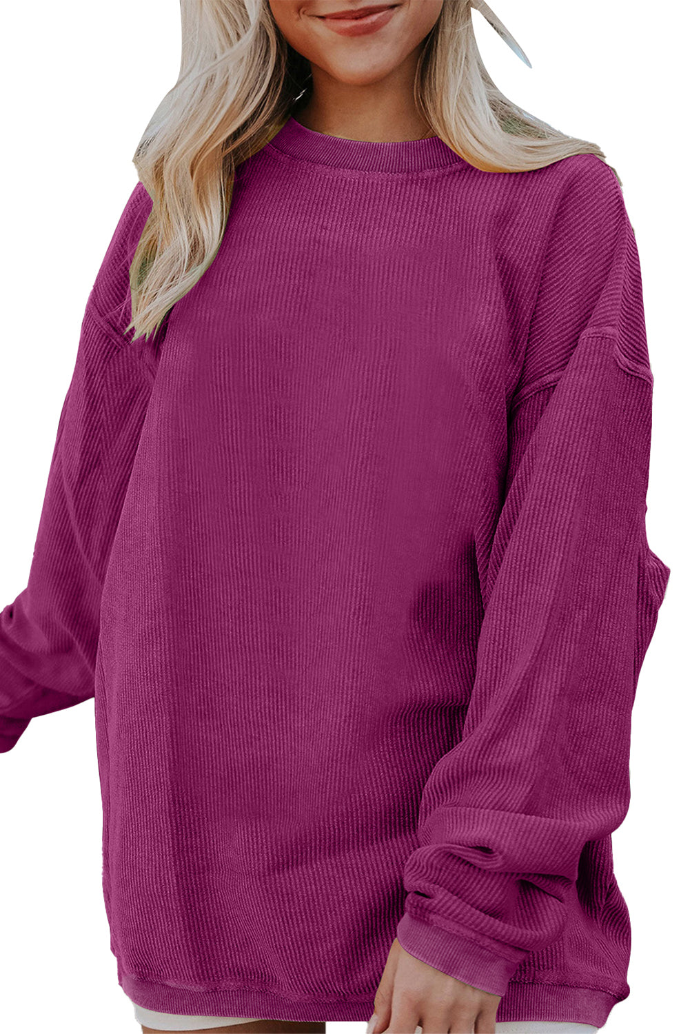 Dark Grey Drop Sleeve Crinkle Rib Oversized Sweatshirt