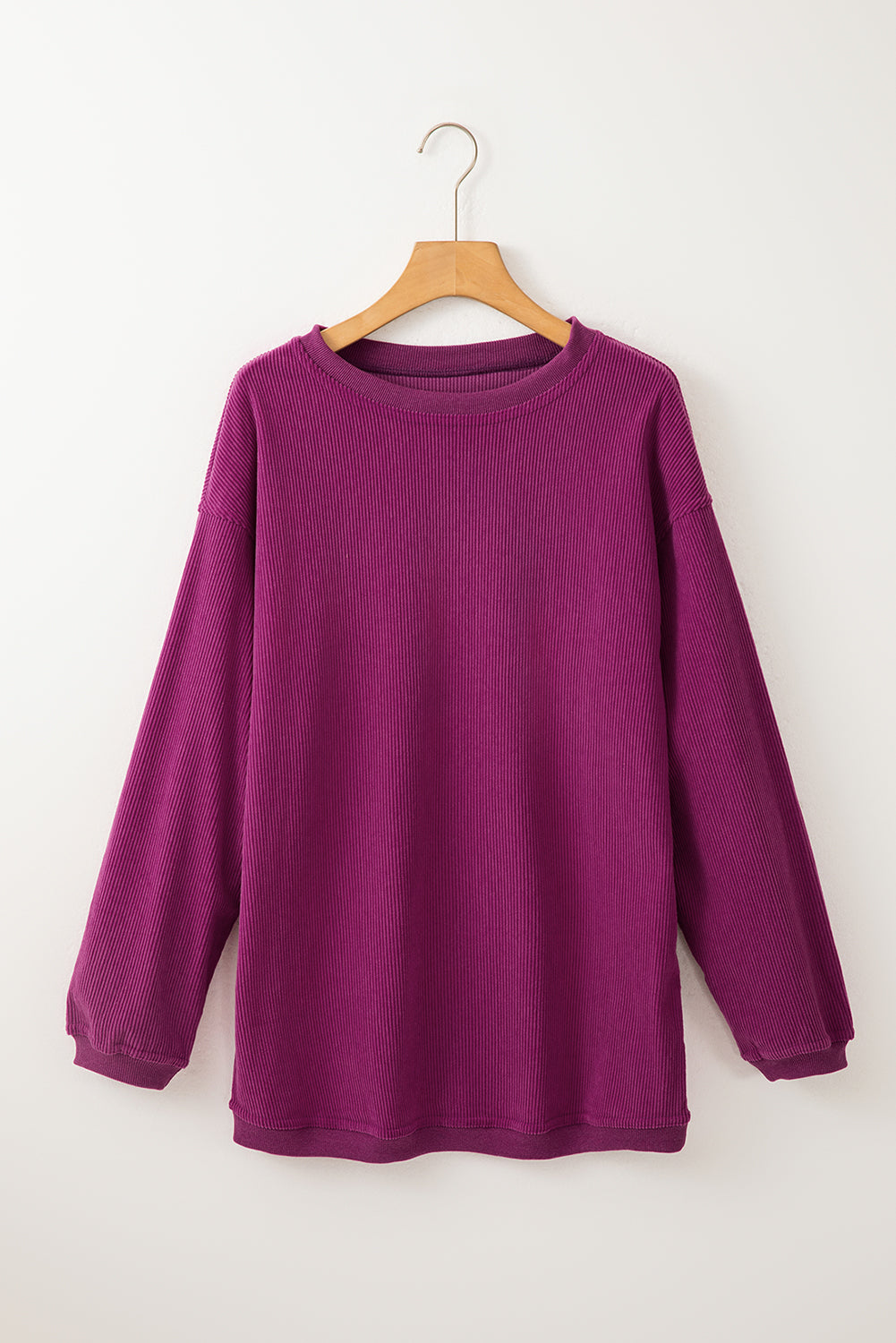 Dark Grey Drop Sleeve Crinkle Rib Oversized Sweatshirt