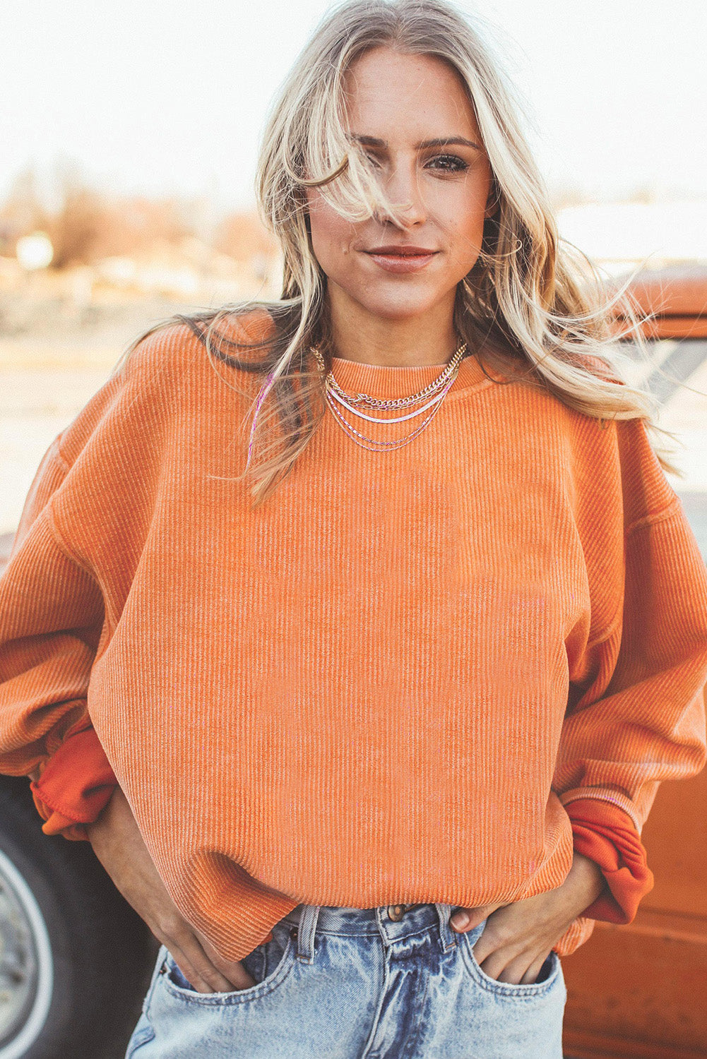 Dark Grey Drop Sleeve Crinkle Rib Oversized Sweatshirt