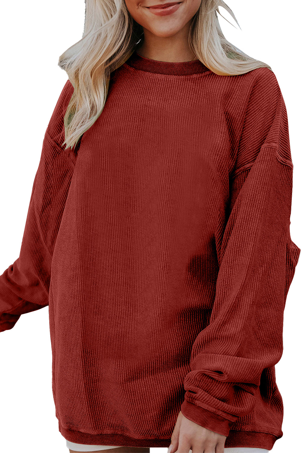 Dark Grey Drop Sleeve Crinkle Rib Oversized Sweatshirt