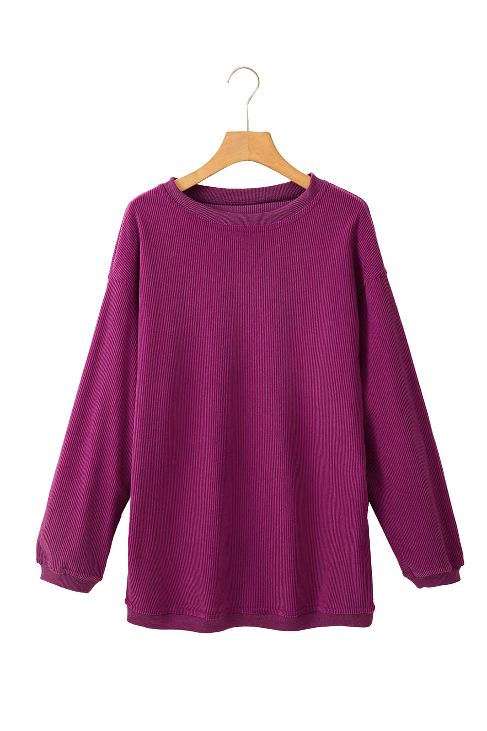 Dark Grey Drop Sleeve Crinkle Rib Oversized Sweatshirt