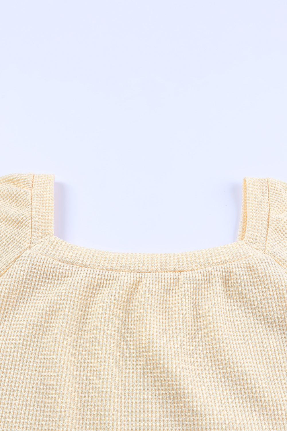 Apricot Waffle Texture Square Neck Pullover Top