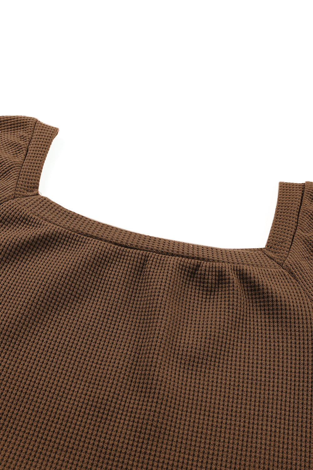 Apricot Waffle Texture Square Neck Pullover Top