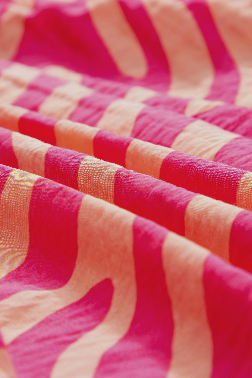 Pink Zebra Stripe Print Ruffle Trim Pocketed Mini Dress