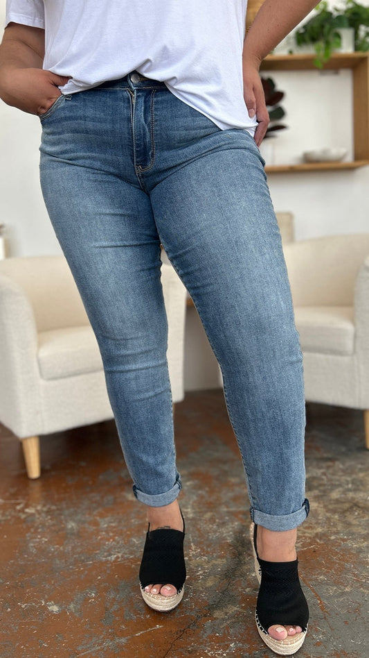 Judy Blue Full Size Cuffed Hem Slim Jeans