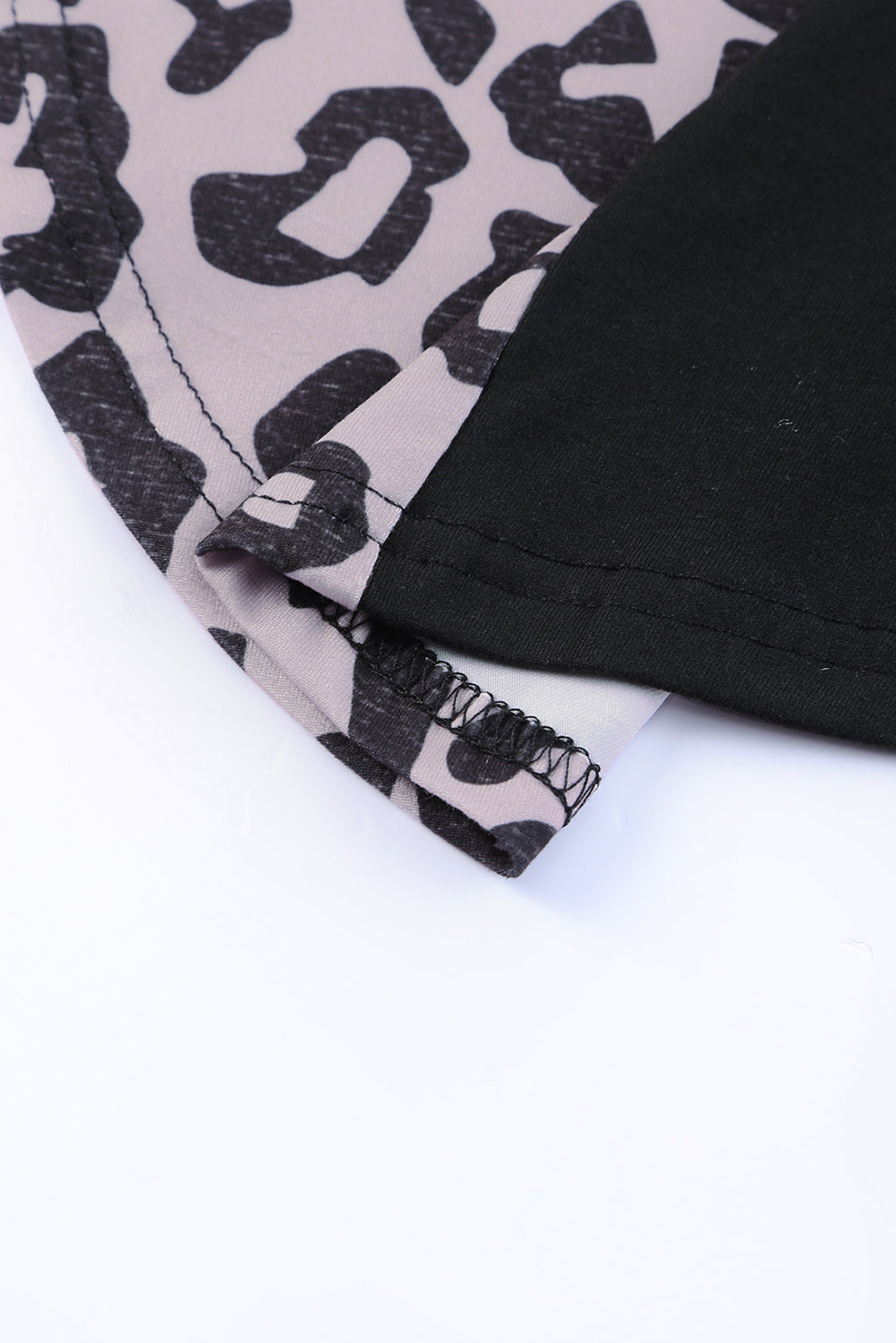 Rose Leopard Patchwork Pocket Casual T-Shirt Dress With Slits