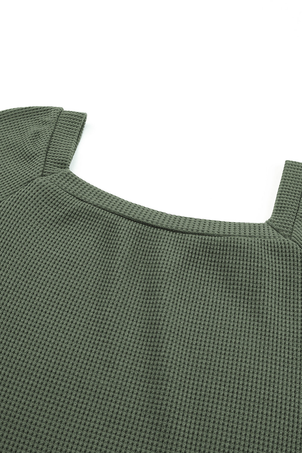 Apricot Waffle Texture Square Neck Pullover Top