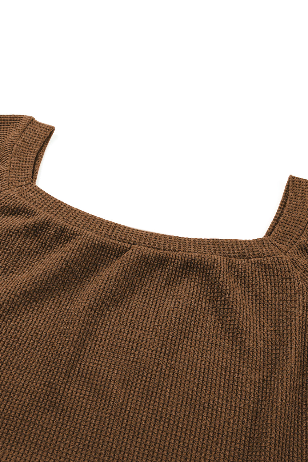 Apricot Waffle Texture Square Neck Pullover Top