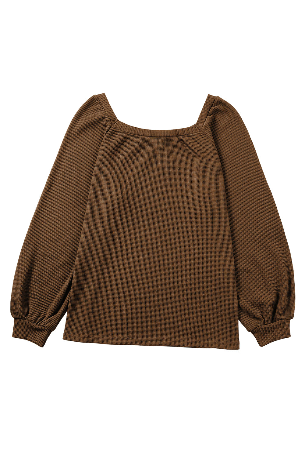 Apricot Waffle Texture Square Neck Pullover Top